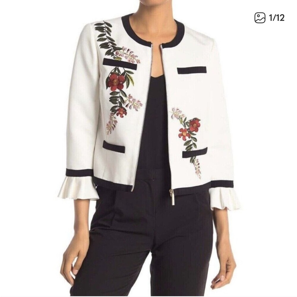 Ted Baker Cream Jacket with Floral Embroidery